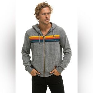 Aviator Nation 5 Stripe Hoodie Heather Gray